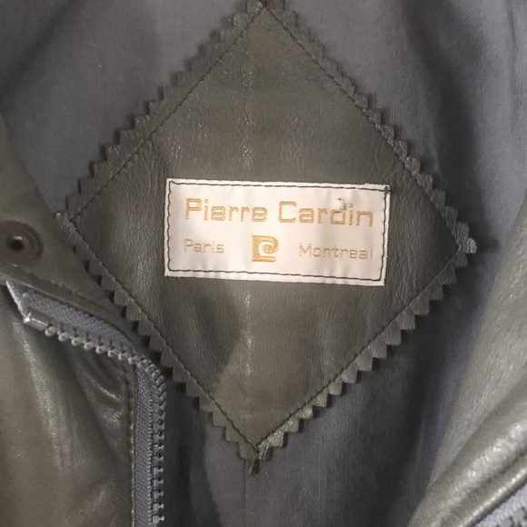 Pierre Cardin grey leather jacket womens M mens S - Picture 4 of 9